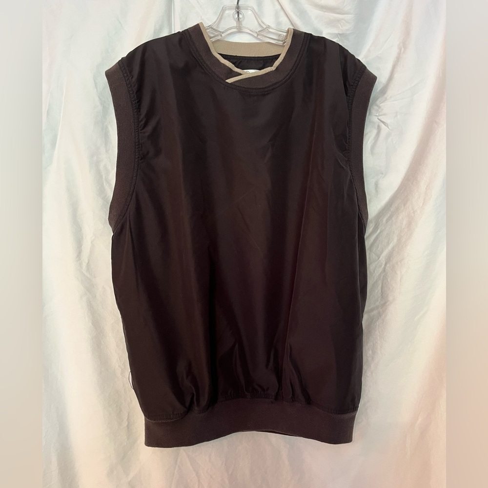 Rae’s Creek Black Nylon Golf Vest with Tan Trim